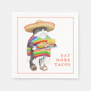 WENDELITO Eat More Tacos Standard Cocktail Napkin