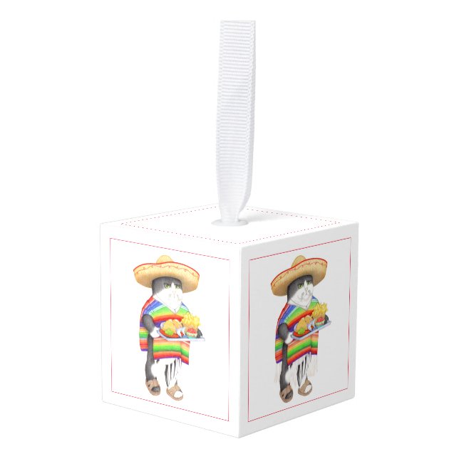 WENDELITO Wooden Cube Ornament (Front Angled)