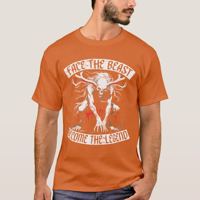 Wendigo Cryptid Facehe Beast Becomehe Legend retro T-Shirt (Front)