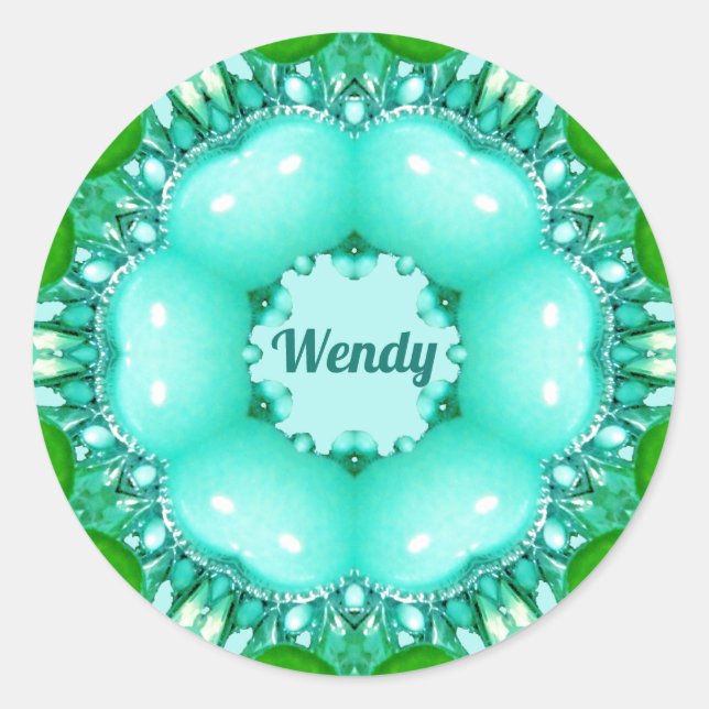 WENDY ~ Bright Abstract Fractal Pattern ~  Classic Round Sticker (Front)