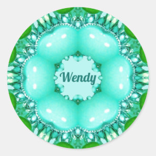 WENDY ~ Bright Abstract Fractal Pattern ~ Classic Round Sticker