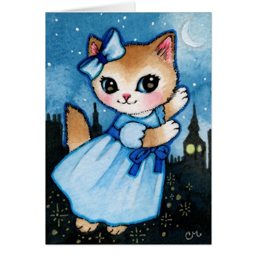 Wendy Cat Flying - Cute Peter Pan Kitty Cards