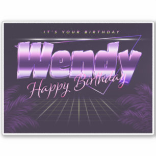 Wendy Name First Name purple retro sticker birthda