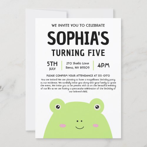 Wendy The Frog Squishmallow Birthday Party Invitation