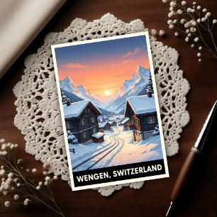 Wengen, Switzerland: 1960s Vintage Travel Postcard