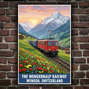 Wengen, Switzerland: 1960s Vintage Travel Poster