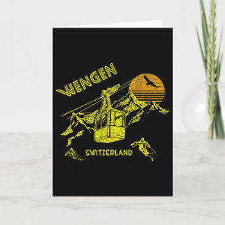 Wengen Switzerland Retro Skiing Tee Card