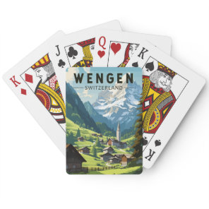 Wengen Switzerland Travel Art Vintage Poker Cards