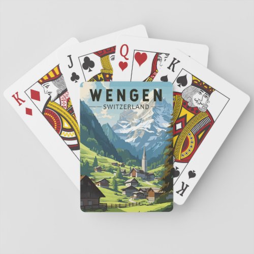 Wengen Switzerland Travel Art Vintage Poker Cards