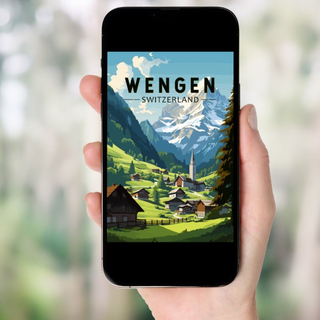 Wengen Switzerland Travel Art Vintage Poster (Front Digital)