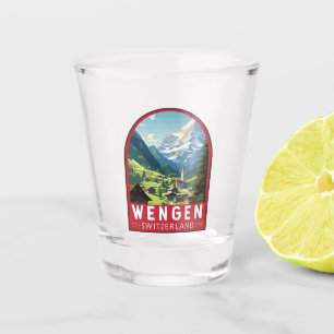 Wengen Switzerland Travel Art Vintage Shot Glass