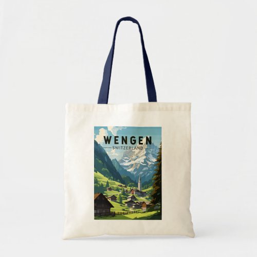 Wengen Switzerland Travel Art Vintage Tote Bag