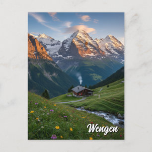 Wengen Switzerland Travel Postcard