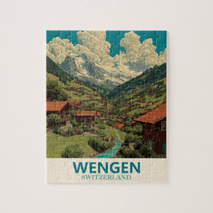 Wengen Switzerland Vintage Travel Jigsaw Puzzle