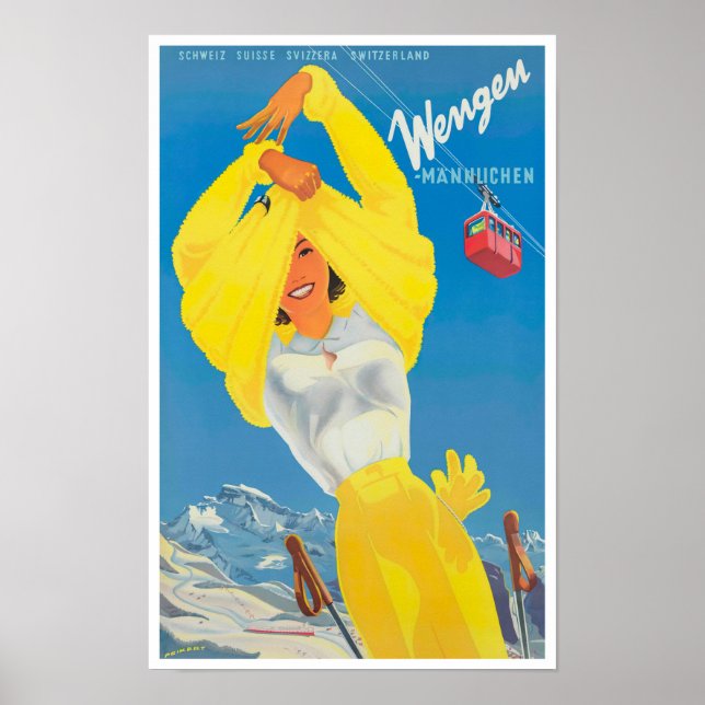 Wengen Switzerland vintage travel Poster (Front)
