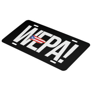 WEPA! Beauty License Plate with Puerto Rican Flag