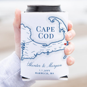 Wequassett Resort Cape Cod Map Wedding Favor Can Cooler