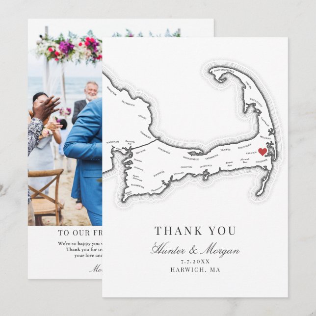 Wequassett Resort Cape Cod Wedding Photo Thank You Card (Front/Back)