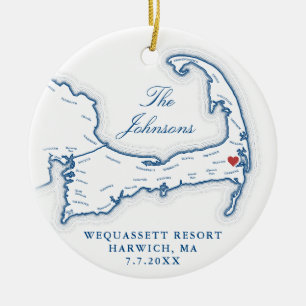 Wequassett Resort Wedding Photo First Christmas Ceramic Ornament