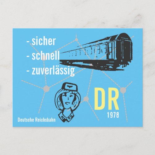 Werbedesign Reiseverkehr Deutsche Reichsbahn DDR Postcard