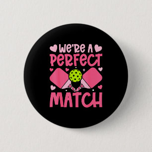 We're A Match Ckleball Couple Paddle Hearts Valent Button