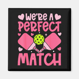 We're A Match Ckleball Couple Paddle Hearts Valent Magnet