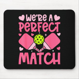 We're A Match Ckleball Couple Paddle Hearts Valent Mouse Pad