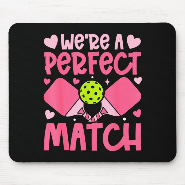 We're A Match Ckleball Couple Paddle Hearts Valent Mouse Pad (Front)