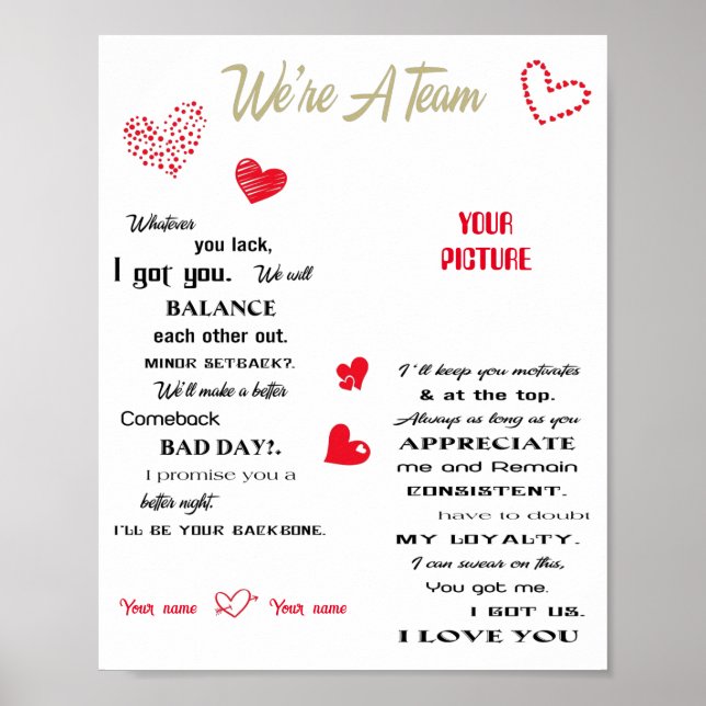 We're A Team, Wedding Anniversary Gift, Wedding Poster (Front)