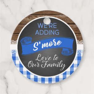 We're Adding S'more Love to Our Family - Blue Favor Tags