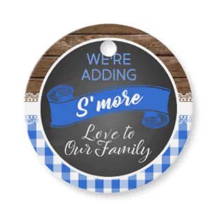 We're Adding S'more Love to Our Family - Blue Favor Tags We're Adding S'more Love to Our Family - Blue Favor Tags