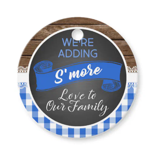 We're Adding S'more Love to Our Family - Blue Favor Tags