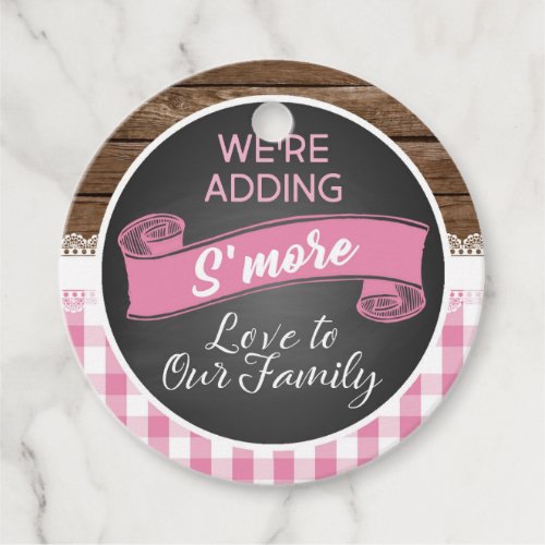 Were Adding Smore Love to Our Family _ Pink Favor Tags