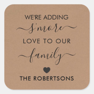 We're Adding S'more Love to Our Family Tags, Kraft Square Sticker