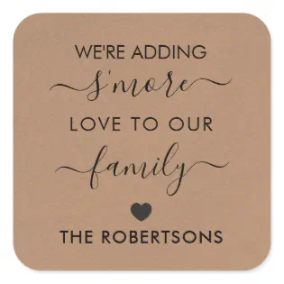 We're Adding S'more Love to Our Family Tags, Kraft Square Sticker