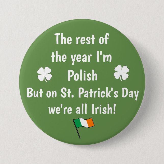 We're All Irish Customizable Button (Front)