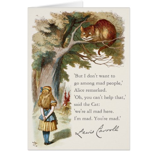 Were all mad here Alice Cheshire cat CC0094 Card
