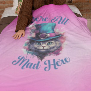 We're All Mad Here - Alice in Wonderland Inspired Fleece Blanket