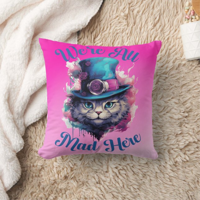 We're All Mad Here - Alice in Wonderland Inspired Throw Pillow (Blanket)