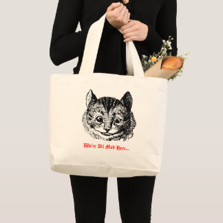 We're All Mad Here - Cheshire Cat Wonderland Large Tote Bag