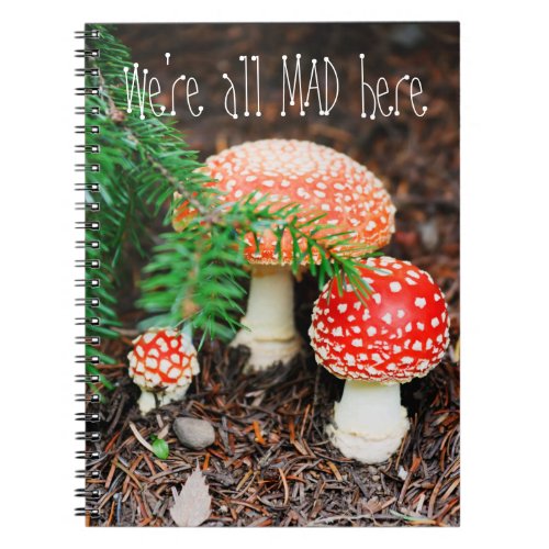 Were All Mad Here Mushroom Notebook