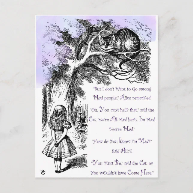 We're All Mad Here Postcard | Zazzle