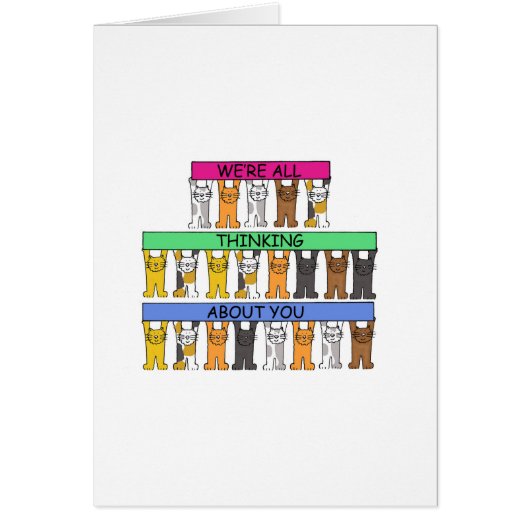 We're All Thinking About You Cartoon Cats Cards (Front)