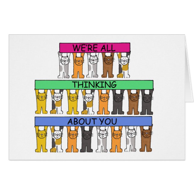 We're All Thinking About You Cartoon Cats Cards (Front Horizontal)