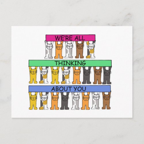 Were All Thinking About You Cartoon Cats Postcard