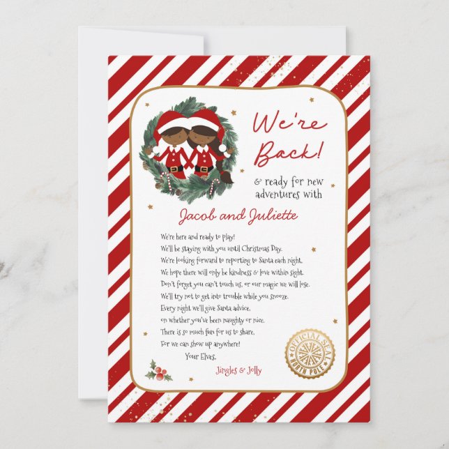 We're Back Elf Letter Invitation (Front)
