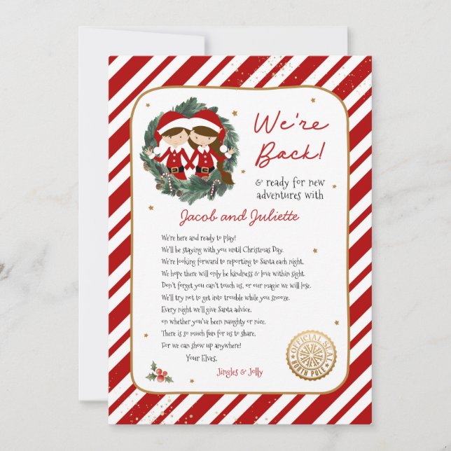 We're Back Elf Letter Invitation (Front)