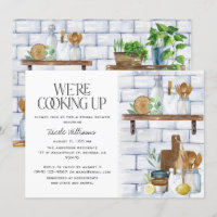 We're Cooking Up Watercolor Quote Bridal Shower