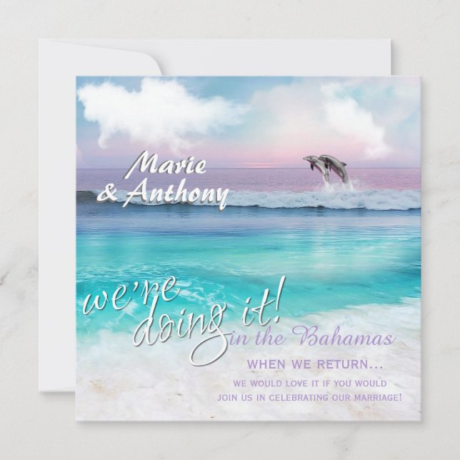 WE'RE Doing IT BEAUTIFUL TROPICAL OCEAN SUNRISE Invitation (Front)