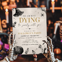 We're Dying to Party Gothic Halloween Party Invitation